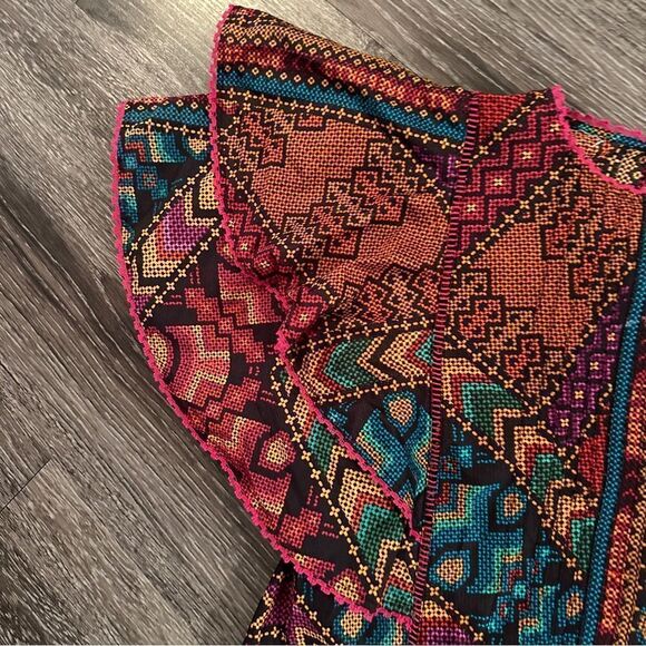 Farm Rio Multi Geometric Flutter Sleeve Blouse - Picture 3 of 8